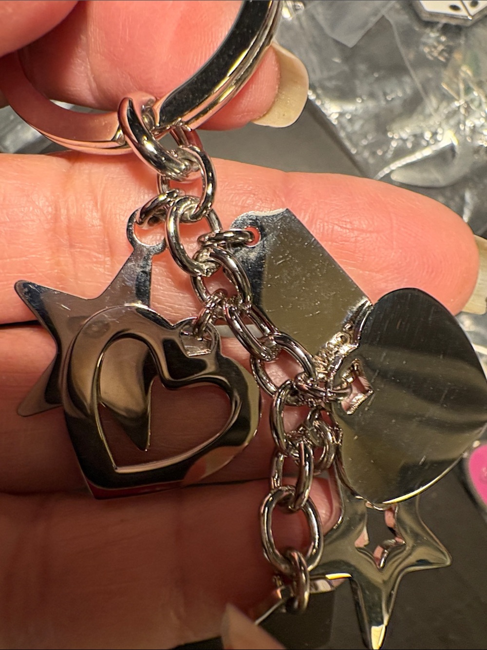 Coach Silver Keyring with Pink, Blue and Lime Enamel Charms - Picture 4 of 4